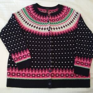 Talbots cardigan sweater navy fair isle 1X